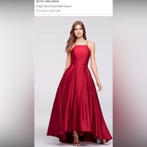 Adam Red High-Low Satin Dress